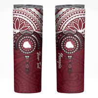 Personalised Cook Islands Mangaia Skinny Tumbler Map With Kuki Airani Manta Ray Tattoo LT14 Maroon - Polynesian Pride