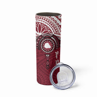 Personalised Cook Islands Mangaia Skinny Tumbler Map With Kuki Airani Manta Ray Tattoo LT14 - Polynesian Pride
