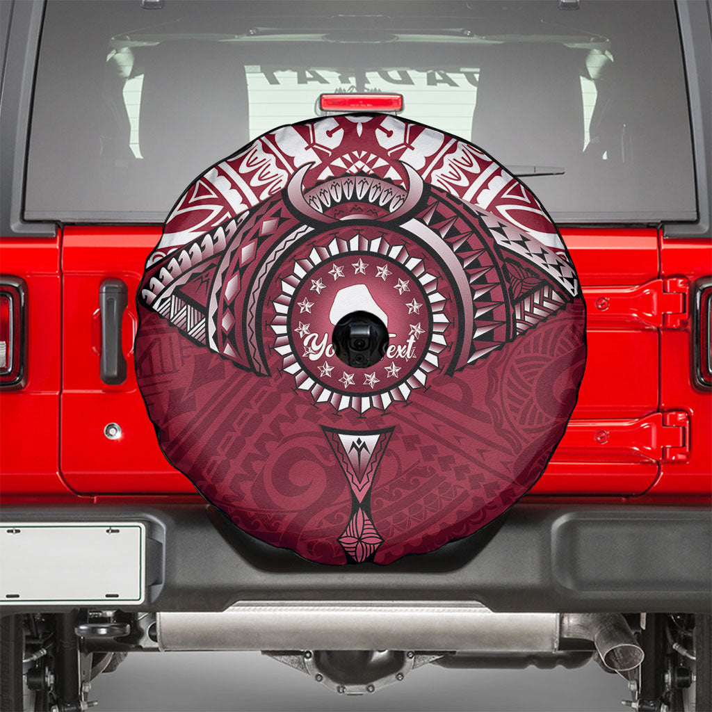 Personalised Cook Islands Mangaia Spare Tire Cover Map With Kuki Airani Manta Ray Tattoo LT14 - Polynesian Pride