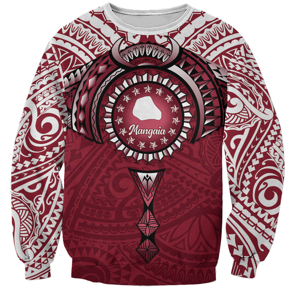 Personalised Cook Islands Mangaia Sweatshirt Map With Kuki Airani Manta Ray Tattoo