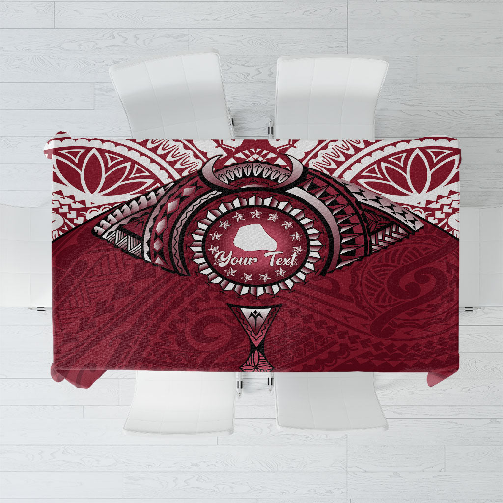 Personalised Cook Islands Mangaia Tablecloth Map With Kuki Airani Manta Ray Tattoo LT14 Maroon - Polynesian Pride