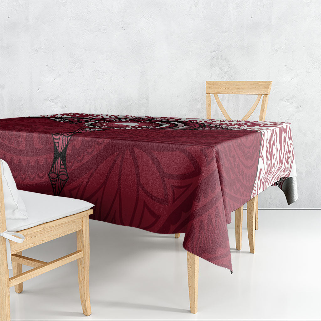 Personalised Cook Islands Mangaia Tablecloth Map With Kuki Airani Manta Ray Tattoo LT14 - Polynesian Pride