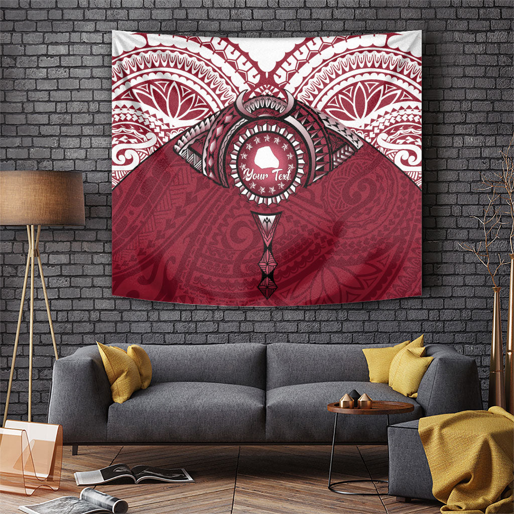 Personalised Cook Islands Mangaia Tapestry Map With Kuki Airani Manta Ray Tattoo