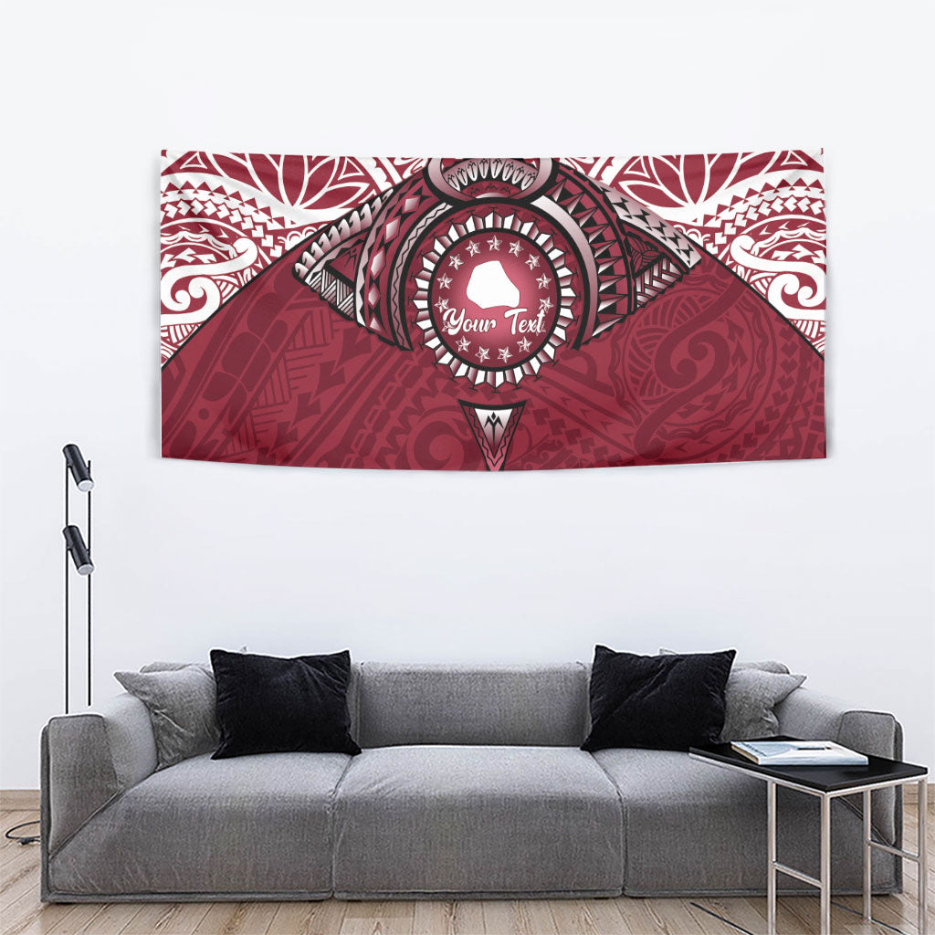 Personalised Cook Islands Mangaia Tapestry Map With Kuki Airani Manta Ray Tattoo LT14 - Polynesian Pride