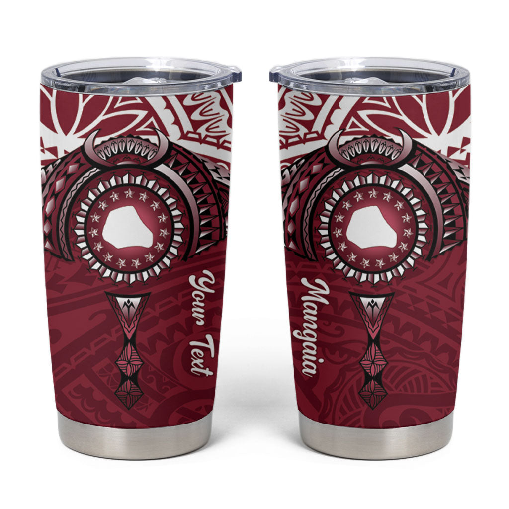 Personalised Cook Islands Mangaia Tumbler Cup Map With Kuki Airani Manta Ray Tattoo