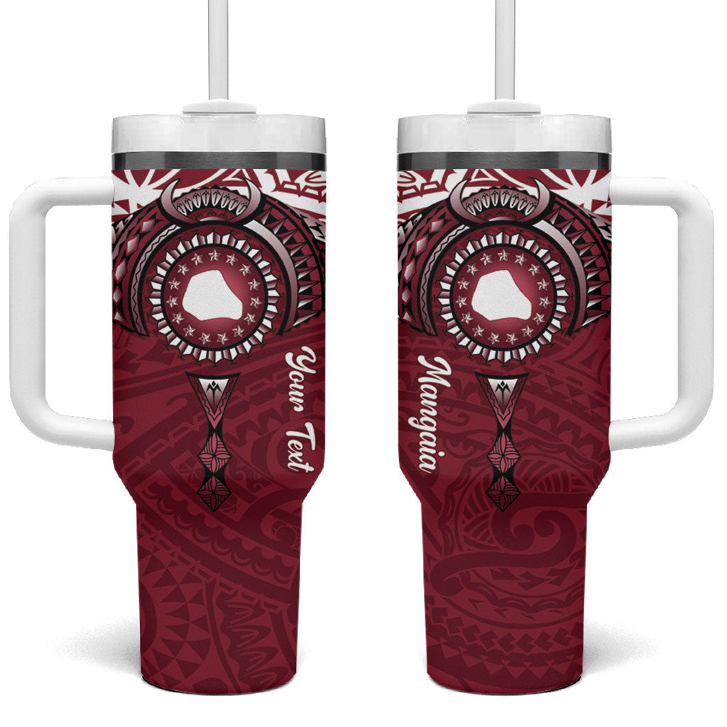 Personalised Cook Islands Mangaia Tumbler With Handle Map With Kuki Airani Manta Ray Tattoo