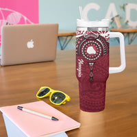 Personalised Cook Islands Mangaia Tumbler With Handle Map With Kuki Airani Manta Ray Tattoo LT14 - Polynesian Pride