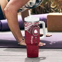 Personalised Cook Islands Mangaia Tumbler With Handle Map With Kuki Airani Manta Ray Tattoo LT14 - Polynesian Pride