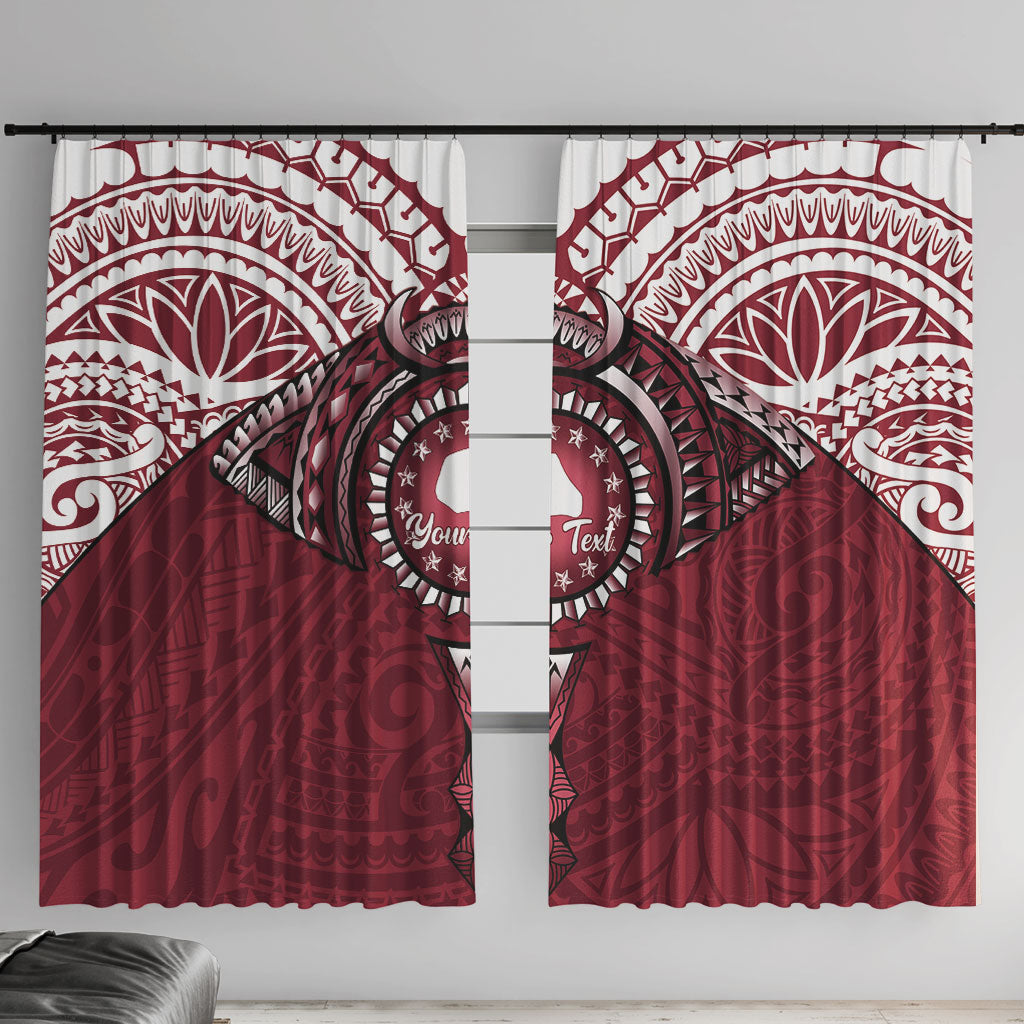 Personalised Cook Islands Mangaia Window Curtain Map With Kuki Airani Manta Ray Tattoo