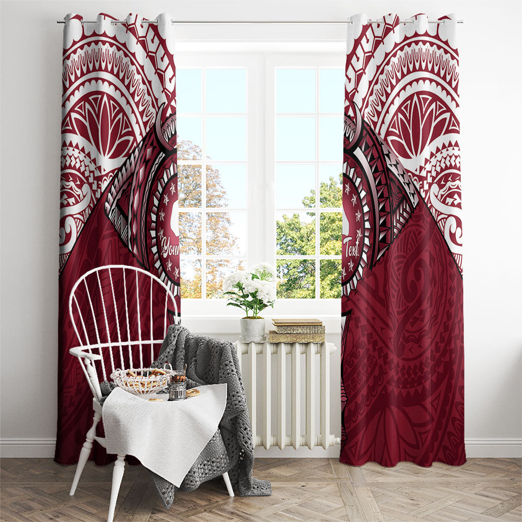 Personalised Cook Islands Mangaia Window Curtain Map With Kuki Airani Manta Ray Tattoo LT14 - Polynesian Pride