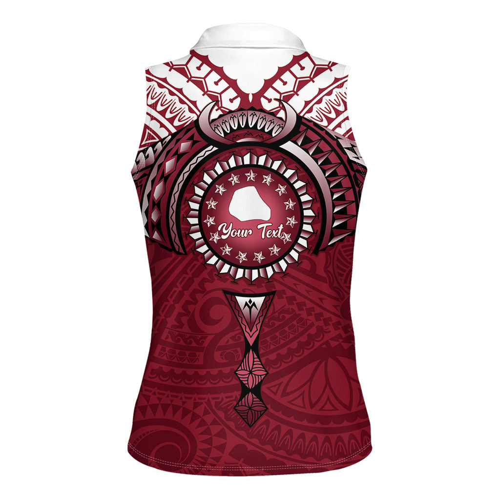 Personalised Cook Islands Mangaia Women Sleeveless Polo Shirt Map With Kuki Airani Manta Ray Tattoo LT14 - Polynesian Pride