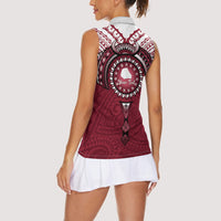Personalised Cook Islands Mangaia Women Sleeveless Polo Shirt Map With Kuki Airani Manta Ray Tattoo LT14 - Polynesian Pride