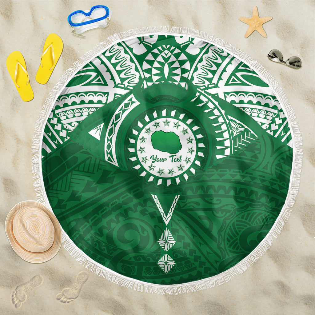 Personalised Cook Islands Rarotonga Beach Blanket Map With Kuki Airani Manta Ray Tattoo