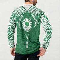 Personalised Cook Islands Rarotonga Button Sweatshirt Map With Kuki Airani Manta Ray Tattoo LT14 - Polynesian Pride