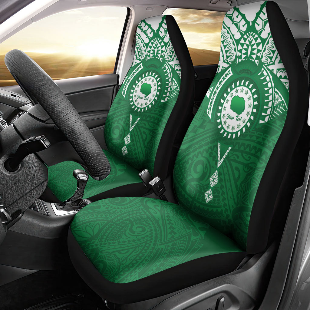 Personalised Cook Islands Rarotonga Car Seat Cover Map With Kuki Airani Manta Ray Tattoo LT14 - Polynesian Pride