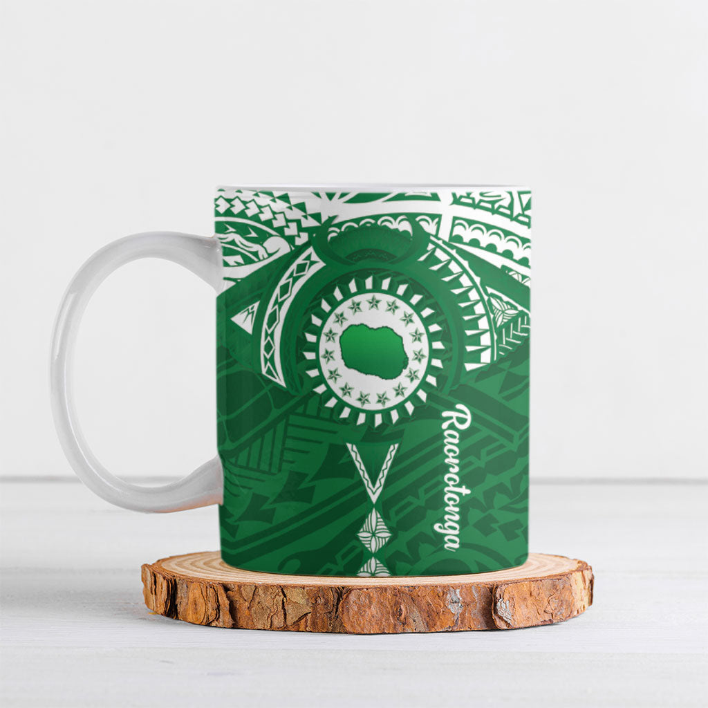 Personalised Cook Islands Rarotonga Ceramic Mug Map With Kuki Airani Manta Ray Tattoo