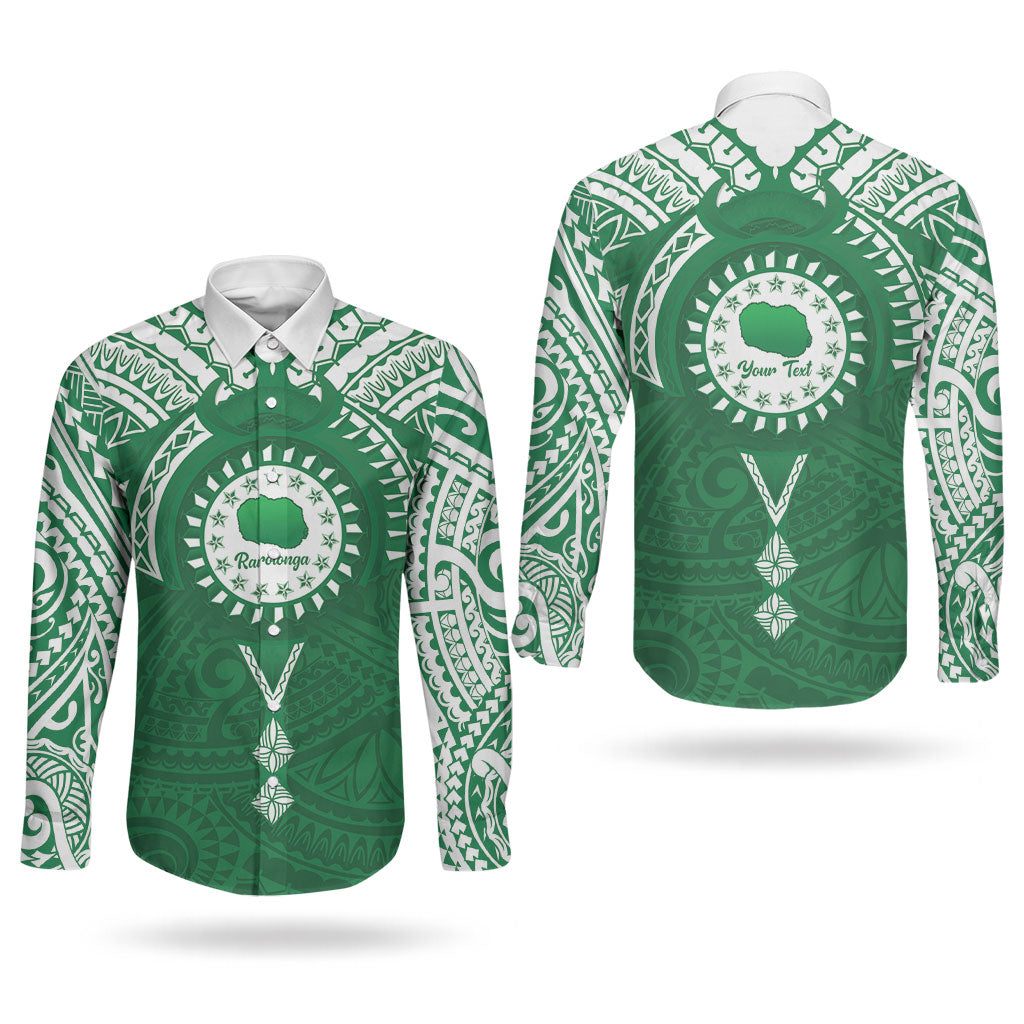 Personalised Cook Islands Rarotonga Couples Matching Long Sleeve Bodycon Dress and Long Sleeve Button Shirt Map With Kuki Airani Manta Ray Tattoo LT14 - Polynesian Pride