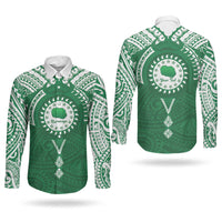 Personalised Cook Islands Rarotonga Couples Matching Mermaid Dress and Long Sleeve Button Shirt Map With Kuki Airani Manta Ray Tattoo LT14 - Polynesian Pride