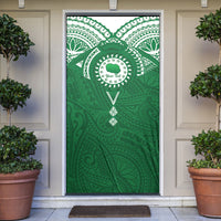 Personalised Cook Islands Rarotonga Door Cover Map With Kuki Airani Manta Ray Tattoo LT14 Green - Polynesian Pride