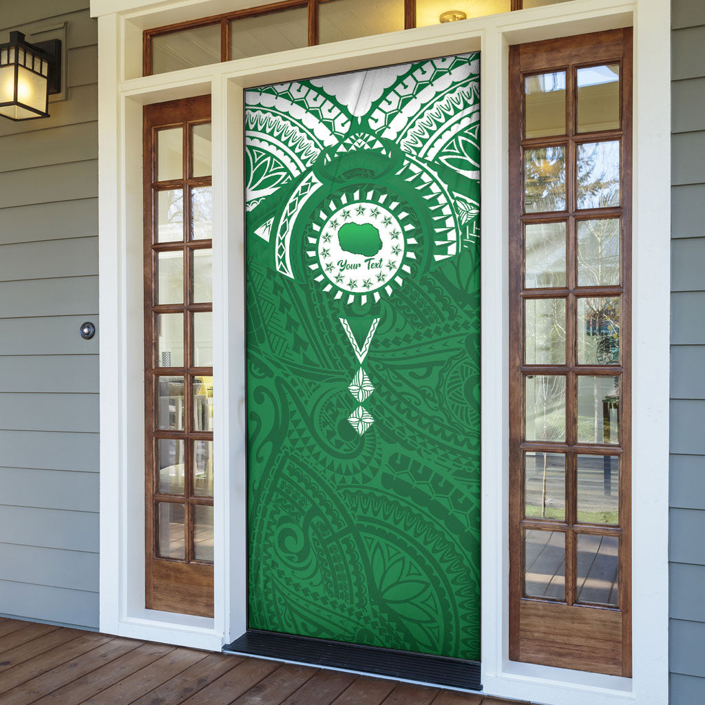 Personalised Cook Islands Rarotonga Door Cover Map With Kuki Airani Manta Ray Tattoo LT14 - Polynesian Pride