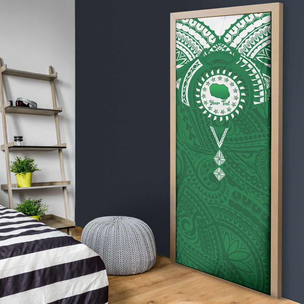 Personalised Cook Islands Rarotonga Door Cover Map With Kuki Airani Manta Ray Tattoo LT14 - Polynesian Pride