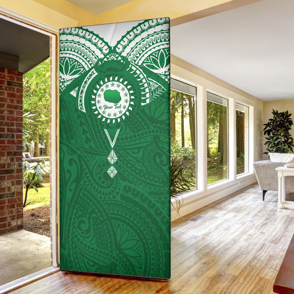 Personalised Cook Islands Rarotonga Door Cover Map With Kuki Airani Manta Ray Tattoo LT14 - Polynesian Pride