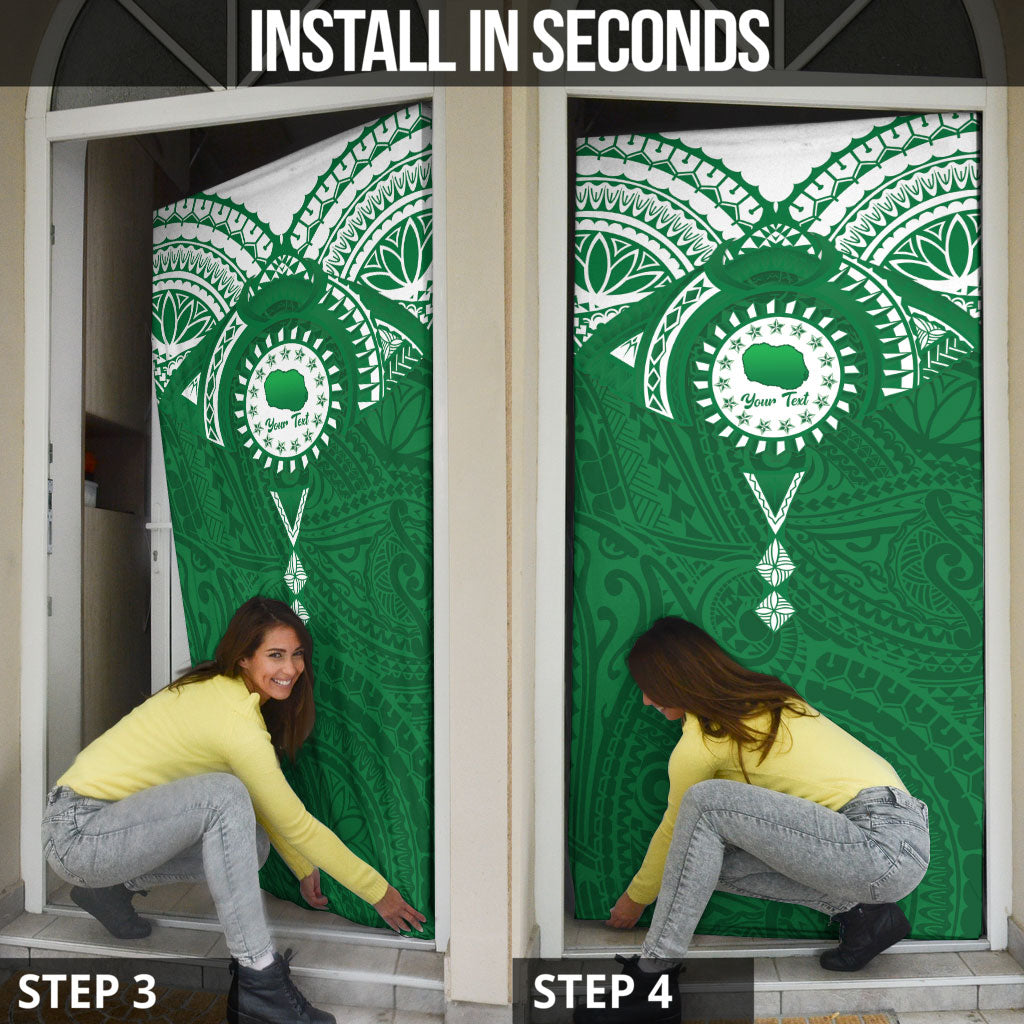 Personalised Cook Islands Rarotonga Door Cover Map With Kuki Airani Manta Ray Tattoo LT14 - Polynesian Pride