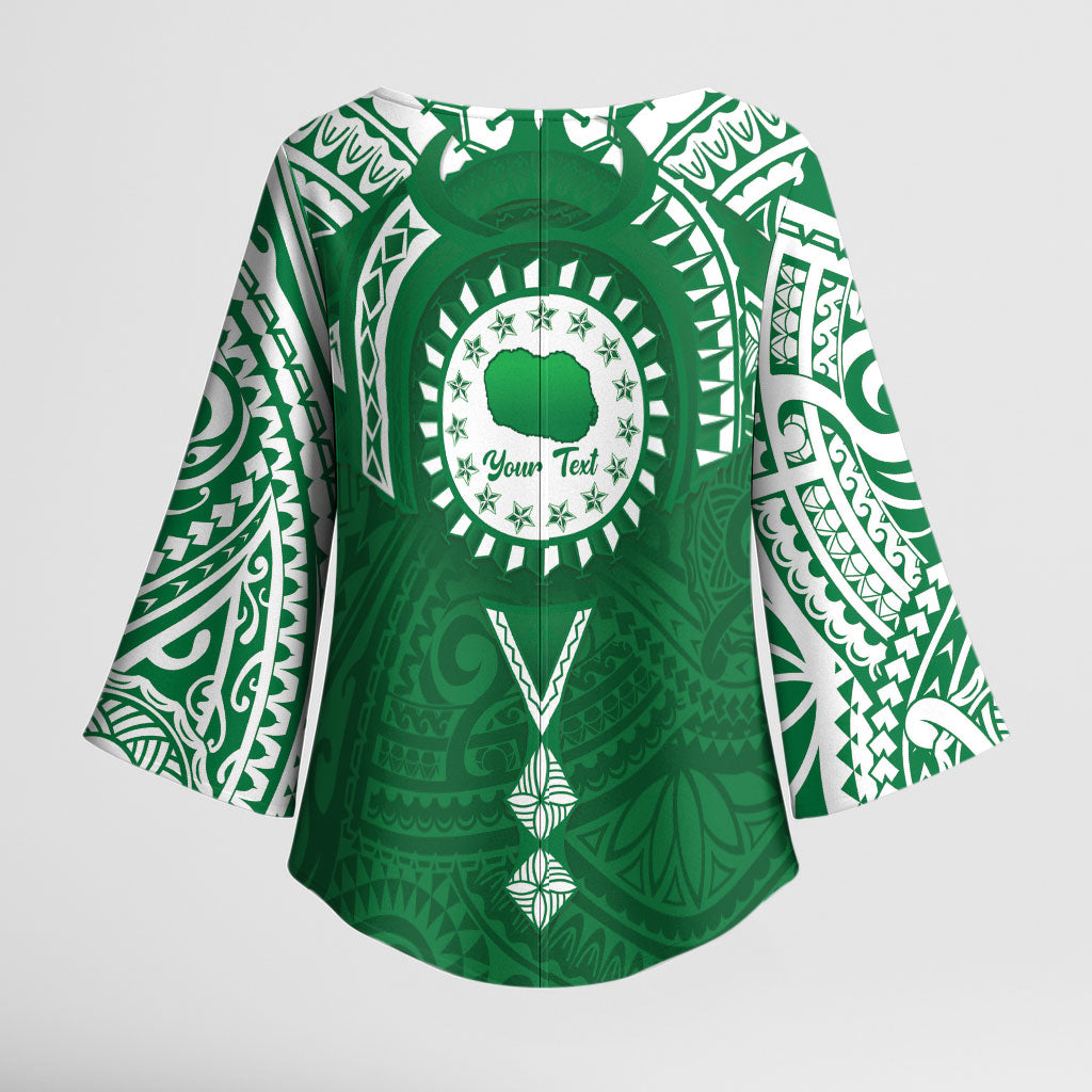 Personalised Cook Islands Rarotonga Kimono Sleeve Blouse Map With Kuki Airani Manta Ray Tattoo LT14 - Polynesian Pride