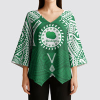 Personalised Cook Islands Rarotonga Kimono Sleeve Blouse Map With Kuki Airani Manta Ray Tattoo LT14 - Polynesian Pride