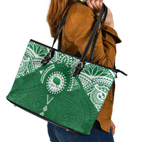 Personalised Cook Islands Rarotonga Leather Tote Bag Map With Kuki Airani Manta Ray Tattoo LT14 - Polynesian Pride
