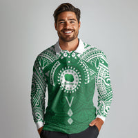 Personalised Cook Islands Rarotonga Long Sleeve Polo Shirt Map With Kuki Airani Manta Ray Tattoo LT14 - Polynesian Pride