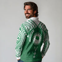 Personalised Cook Islands Rarotonga Long Sleeve Polo Shirt Map With Kuki Airani Manta Ray Tattoo LT14 - Polynesian Pride
