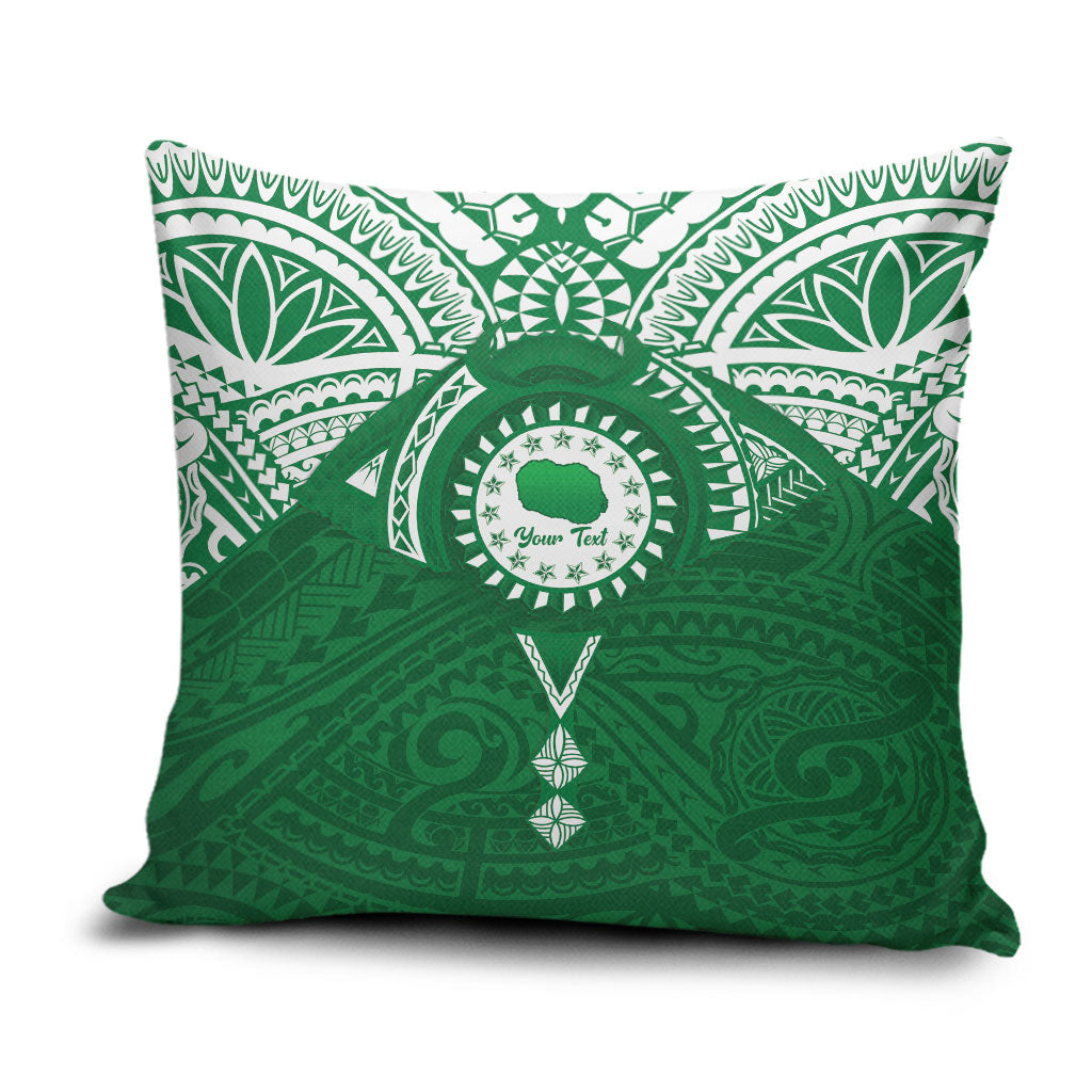 Personalised Cook Islands Rarotonga Pillow Cover Map With Kuki Airani Manta Ray Tattoo