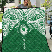 Personalised Cook Islands Rarotonga Quilt Map With Kuki Airani Manta Ray Tattoo LT14 Green - Polynesian Pride