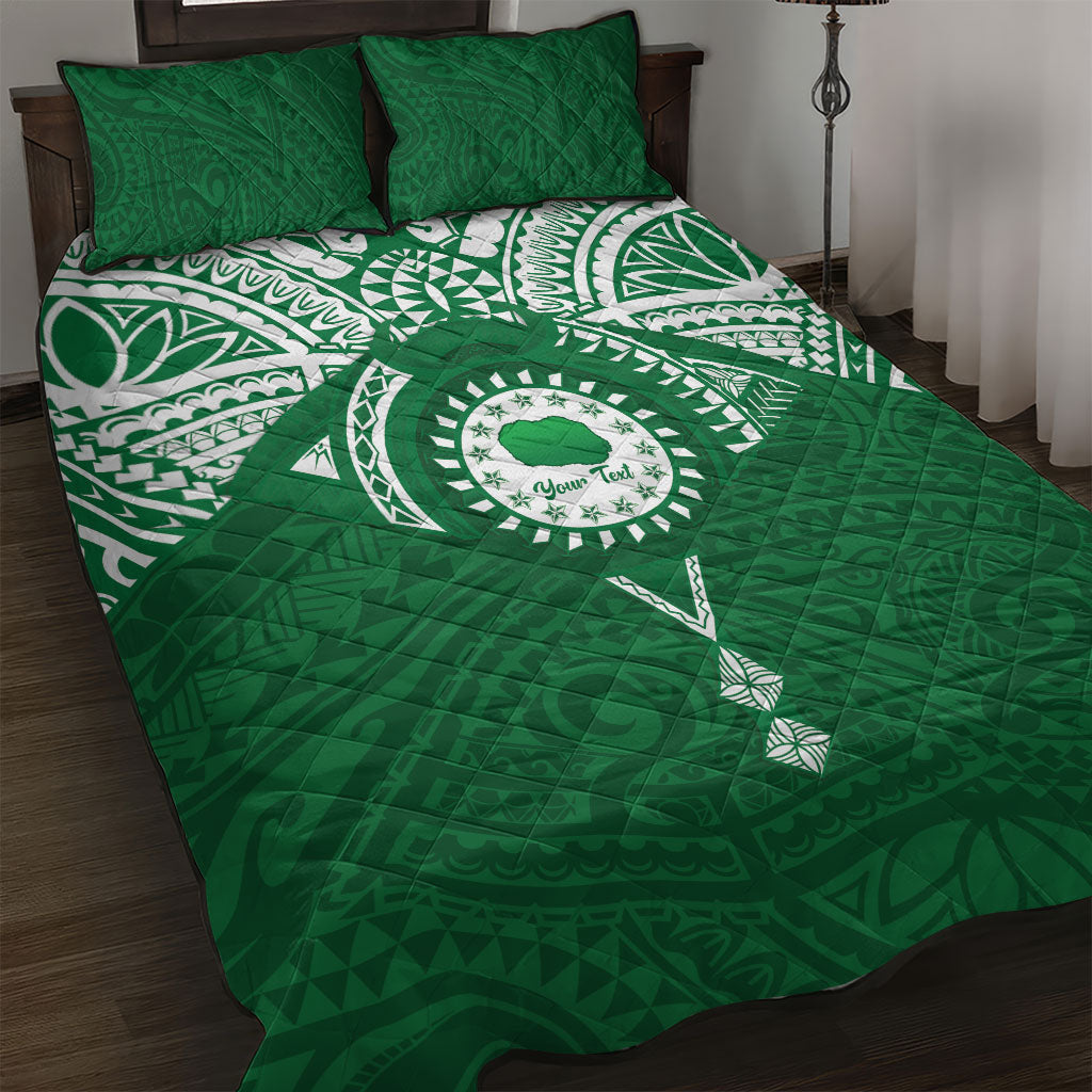Personalised Cook Islands Rarotonga Quilt Bed Set Map With Kuki Airani Manta Ray Tattoo
