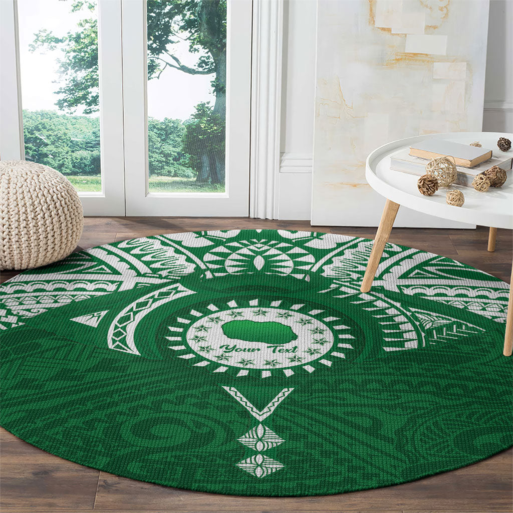 Personalised Cook Islands Rarotonga Round Carpet Map With Kuki Airani Manta Ray Tattoo LT14 - Polynesian Pride