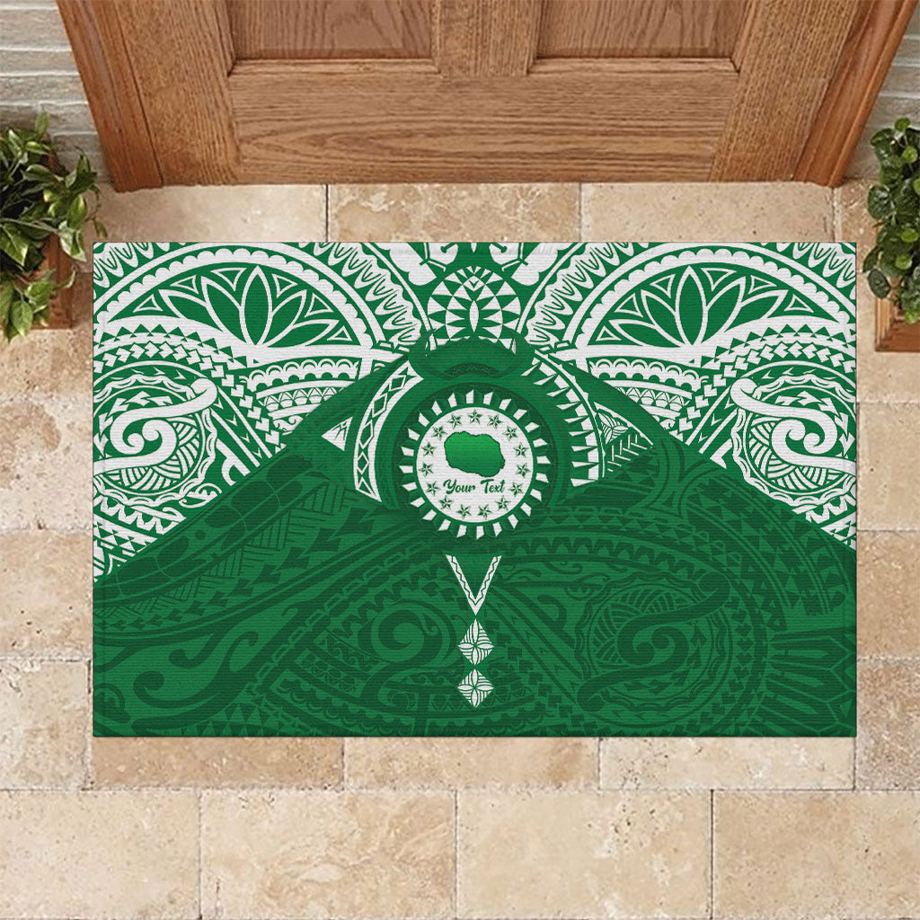 Personalised Cook Islands Rarotonga Rubber Doormat Map With Kuki Airani Manta Ray Tattoo