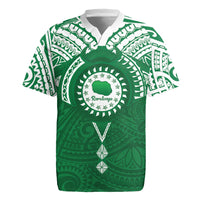 Personalised Cook Islands Rarotonga Rugby Jersey Map With Kuki Airani Manta Ray Tattoo LT14 Green - Polynesian Pride
