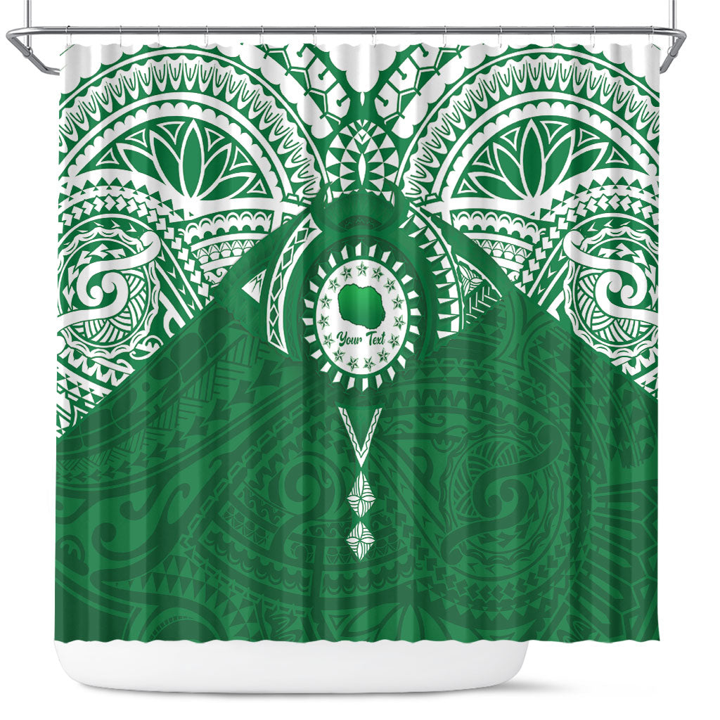 Personalised Cook Islands Rarotonga Shower Curtain Map With Kuki Airani Manta Ray Tattoo