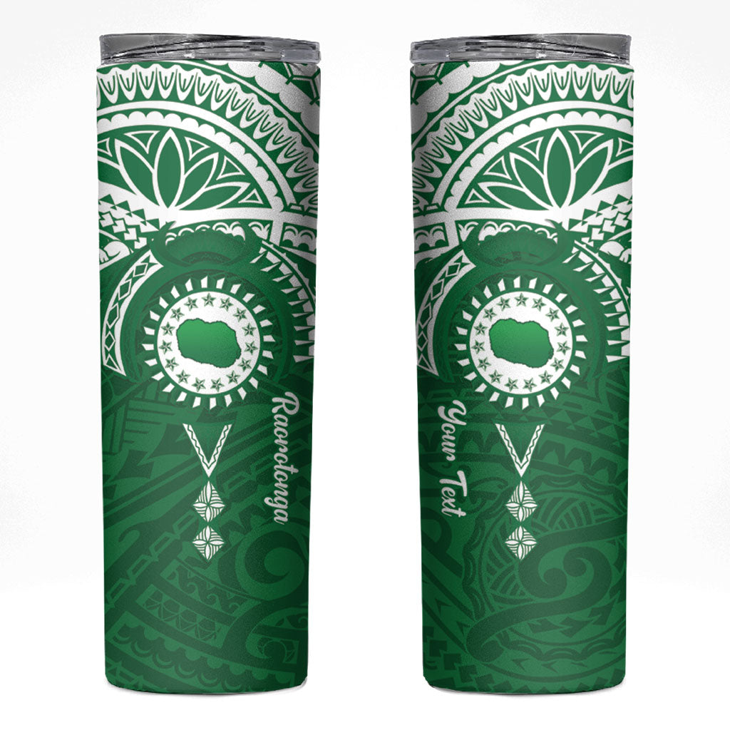 Personalised Cook Islands Rarotonga Skinny Tumbler Map With Kuki Airani Manta Ray Tattoo