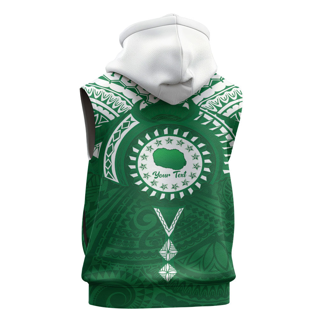 Personalised Cook Islands Rarotonga Sleeveless Zip Hoodie Map With Kuki Airani Manta Ray Tattoo LT14 - Polynesian Pride