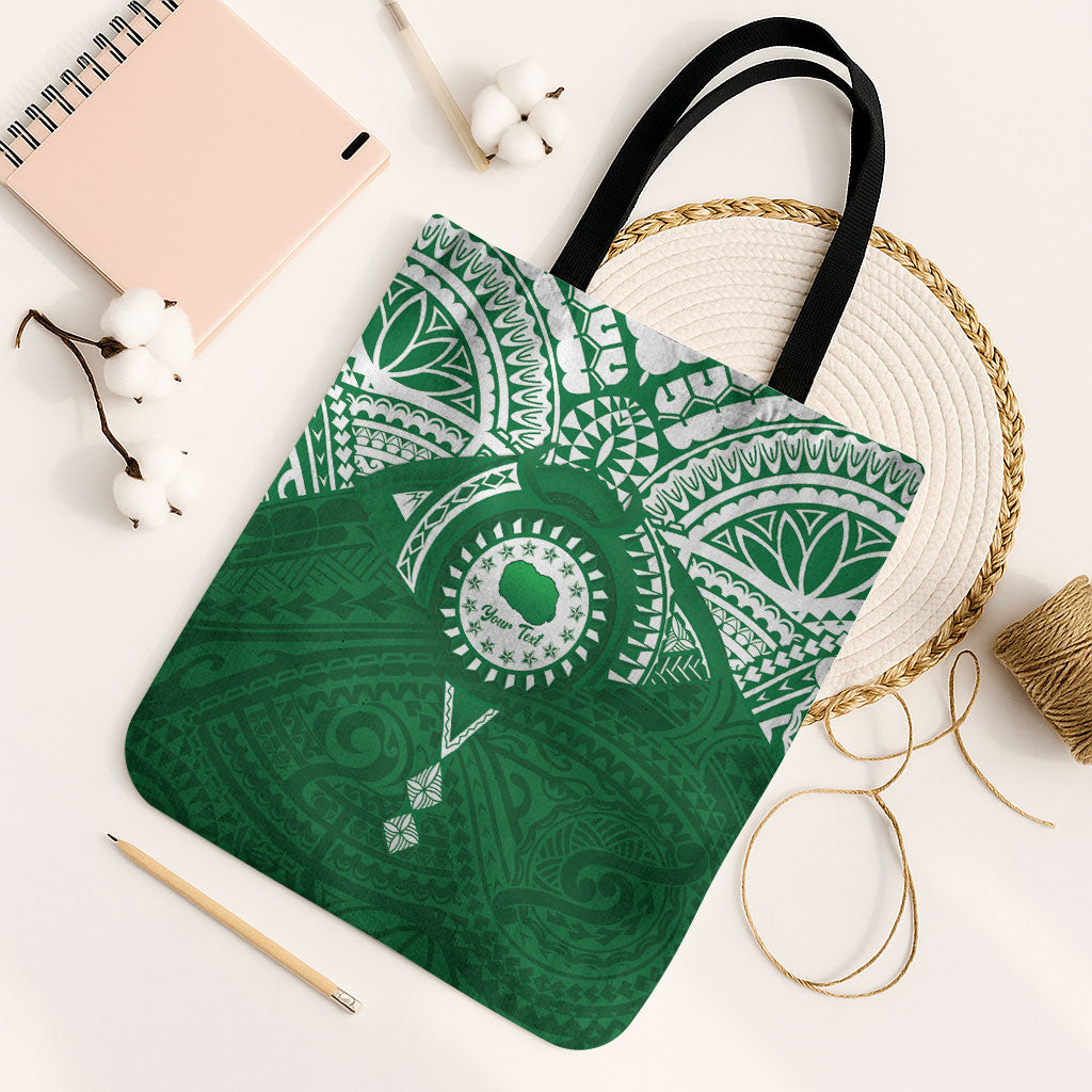 Personalised Cook Islands Rarotonga Tote Bag Map With Kuki Airani Manta Ray Tattoo