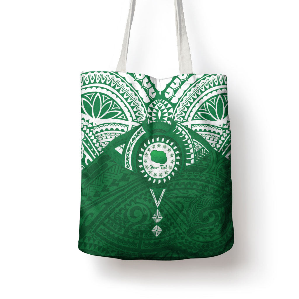 Personalised Cook Islands Rarotonga Tote Bag Map With Kuki Airani Manta Ray Tattoo LT14 - Polynesian Pride