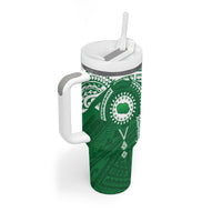 Personalised Cook Islands Rarotonga Tumbler With Handle Map With Kuki Airani Manta Ray Tattoo LT14 - Polynesian Pride