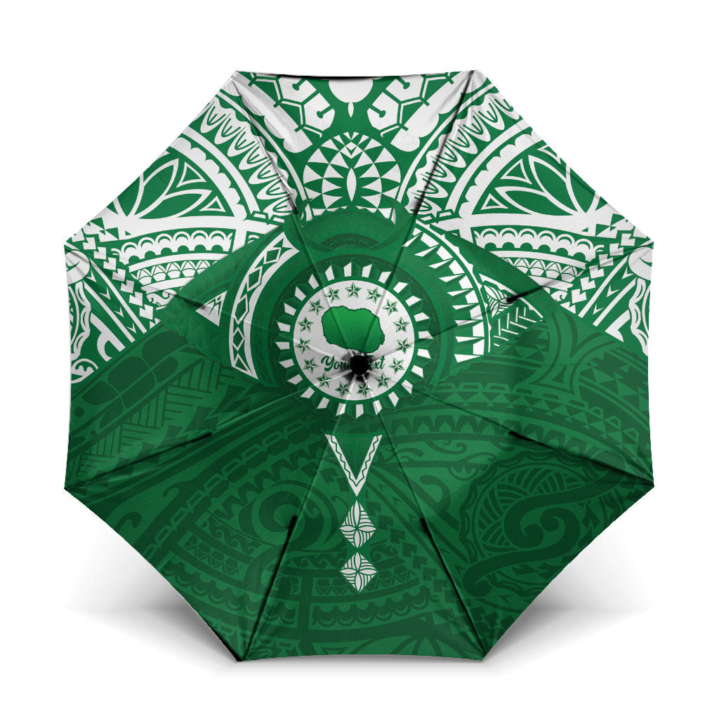 Personalised Cook Islands Rarotonga Umbrella Map With Kuki Airani Manta Ray Tattoo