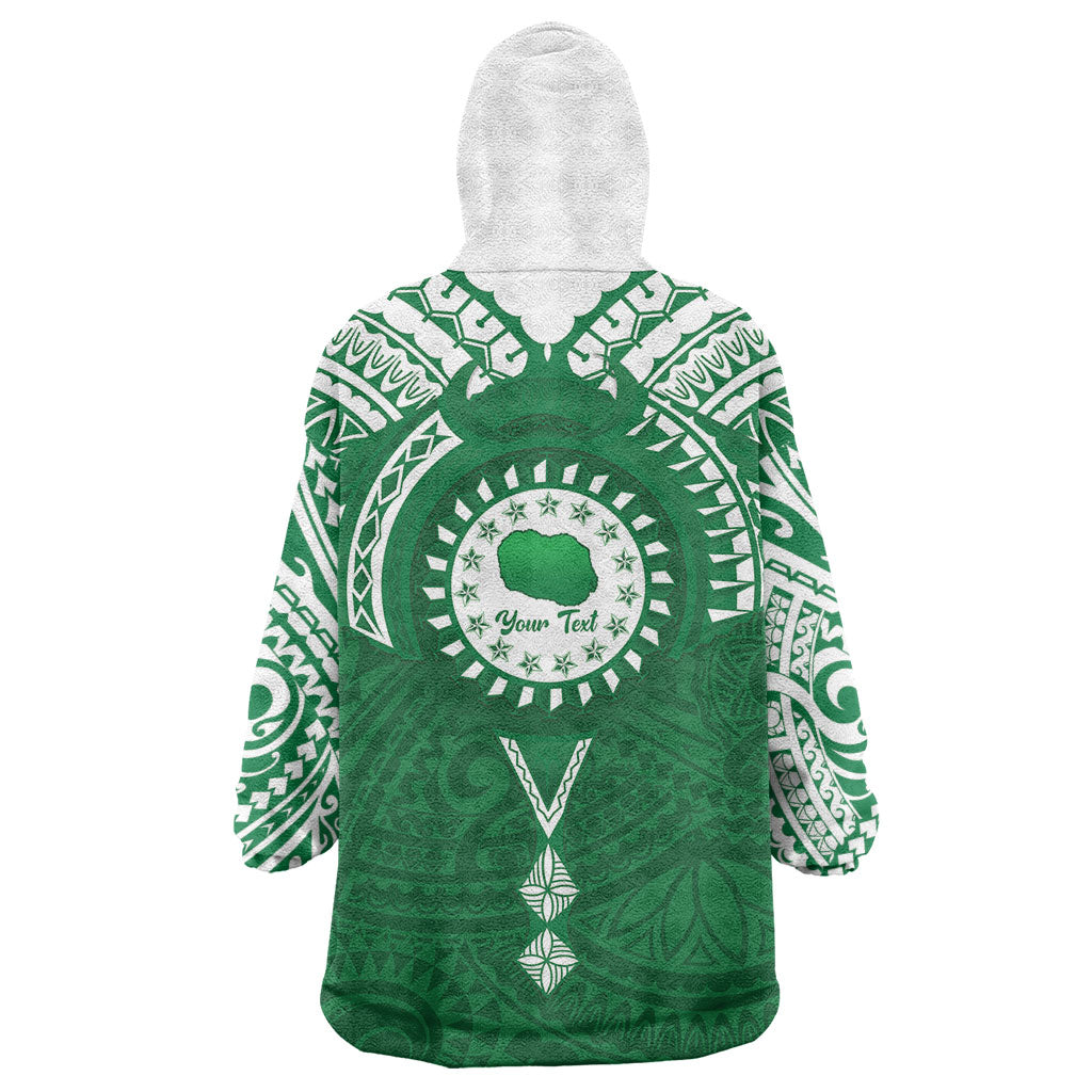 Personalised Cook Islands Rarotonga Wearable Blanket Hoodie Map With Kuki Airani Manta Ray Tattoo LT14 - Polynesian Pride