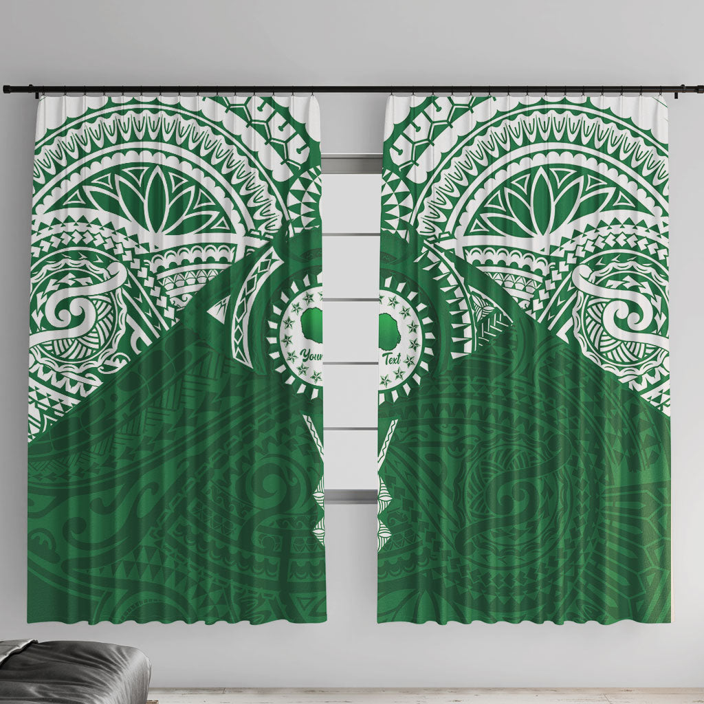 Personalised Cook Islands Rarotonga Window Curtain Map With Kuki Airani Manta Ray Tattoo