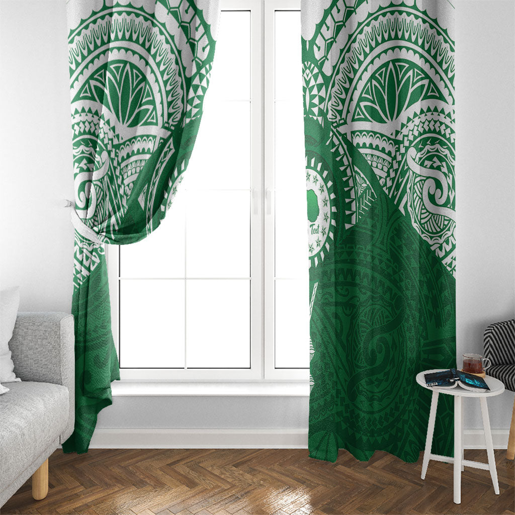 Personalised Cook Islands Rarotonga Window Curtain Map With Kuki Airani Manta Ray Tattoo LT14 - Polynesian Pride