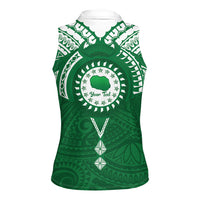 Personalised Cook Islands Rarotonga Women Sleeveless Polo Shirt Map With Kuki Airani Manta Ray Tattoo LT14 - Polynesian Pride