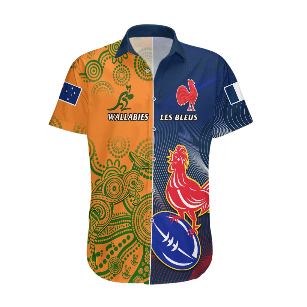 France And Australia Rugby Hawaiian Shirt 2023 World Cup Le Bleus Wallabies Together LT14 Gold - Polynesian Pride